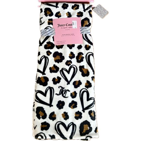 JUICY COUTURE Oversized Plush Throw Viral Leopard Print Blanket 50x70 Home Decor - Picture 1 of 14